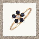 Gemstone Flower Round Prong Ring in Gold 14Kt