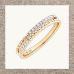 Half & Half Micro Pave Diamond Ring in Gold 14Kt