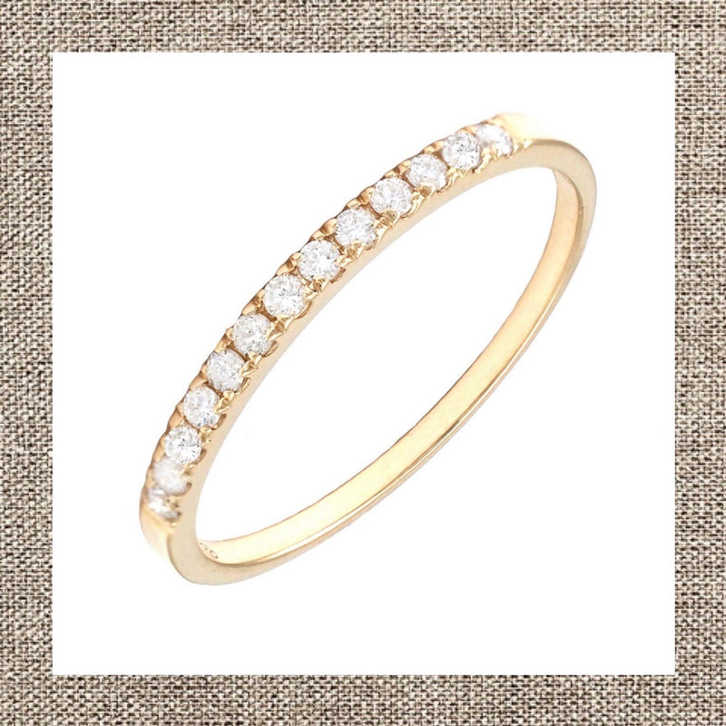 Round Prong Half Diamond Band Ring in Gold 14Kt