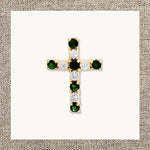 Large Diamond & Gemstone Cross Charm in Gold 14Kt