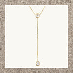 Round Bezel Diamond Drop Necklace in Gold 14Kt