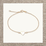 Single Heart Shaped Bracelet with Side Bezel Diamonds in Gold 14Kt