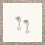 Two-Round Bezel Diamond Drop Earrings in Gold 14Kt