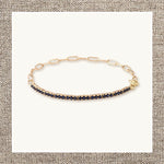 Half Paperclip Half Round Prong Sapphire Bracelet in Gold 14Kt