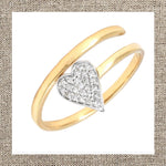 Open Pave Diamond Heart Ring in Gold 14Kt