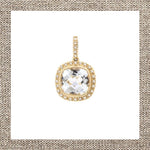 Gemstone Cushion Necklace in Diamonds & Gold 14Kt