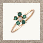 Gemstone Flower Round Prong Ring in Gold 14Kt