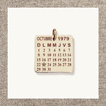 Squared Calendar with Single Diamond in Gold 14Kt