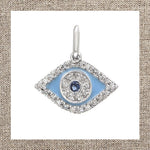 Petite Evil Eye Charm in Blue Sapphire, Turquoise Enamel, Diamonds & Gold 14Kt