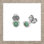 May Birthstone Round Bezel Emerald Earrings in Gold 14Kt