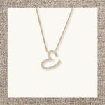 Modern Single Micro Pave Diamond Initial Necklace in Gold 14Kt