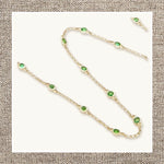Round Bezel Emerald Necklace in Gold 14Kt