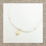 Pearled Mini Charm Necklace in Golden Plated Silver