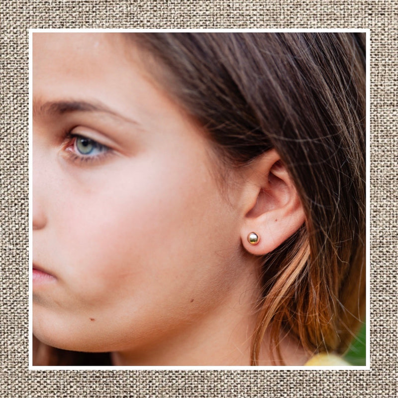 Solid 6mm Ball Earring in Gold 14Kt