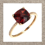 Cushion Prong Gemstone & Diamond Ring in Gold 14Kt