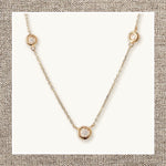 Three Round Bezel Diamond Necklace in Gold 14Kt