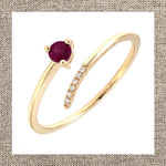 Open Round Prong Gemstone & Diamond Ring in Gold 14Kt