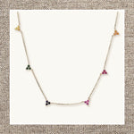 Multi-Gem Rainbow Trio Necklace in Gold 14Kt