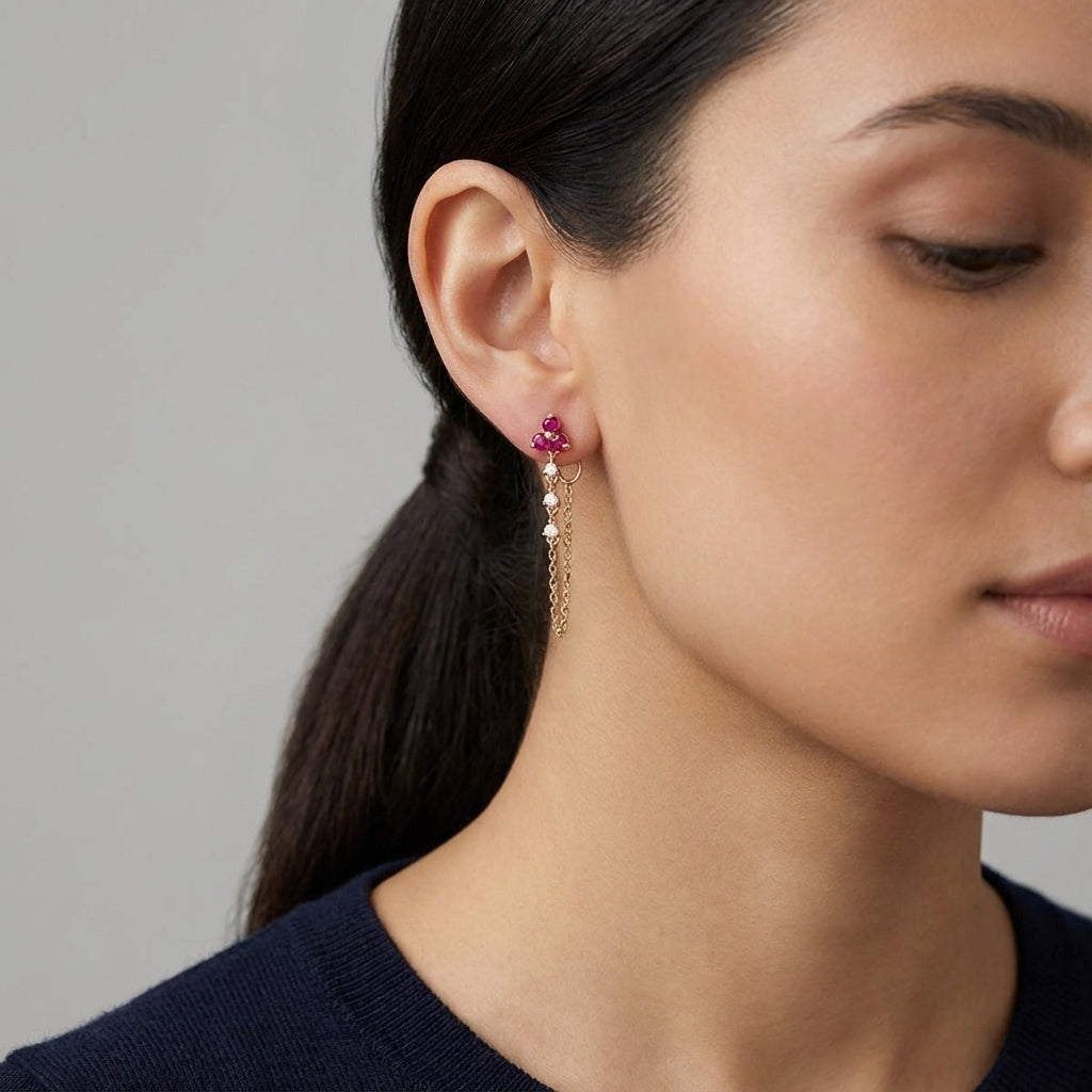 14kt gold sapphire diamond drop earrings for women photography by Morelove Designs