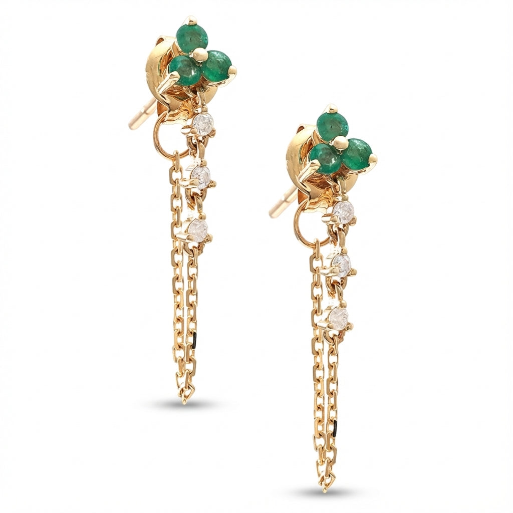 14kt gold sapphire diamond drop earrings for women product photo by Morelove Designs