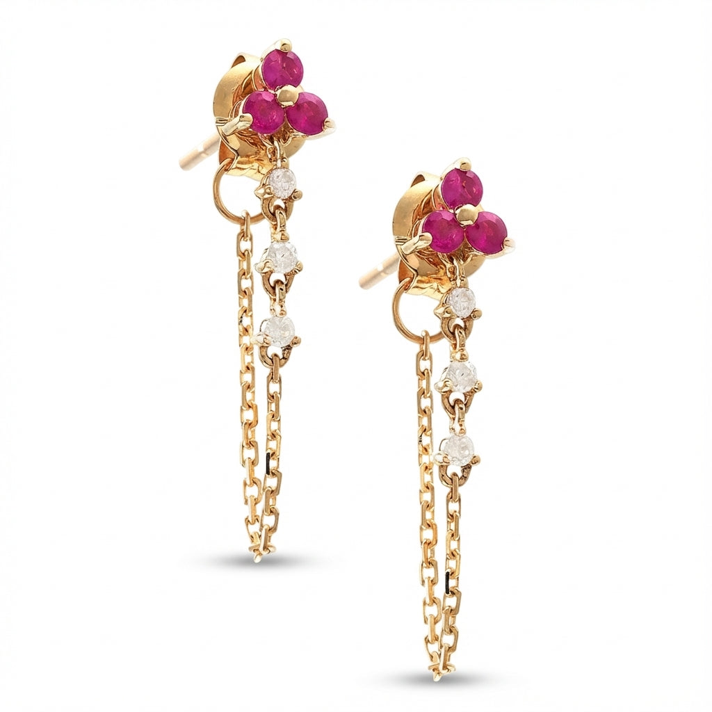 14kt gold sapphire diamond drop earrings for women product photo by Morelove Designs