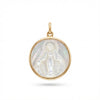 14kt gold mother of pearl religious medal charm product photo by Morelove Designs