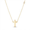 14k gold cross necklace with side bezel diamond, religious jewelry for women, luxury fine gold necklace gift product photo by Morelove Designs