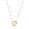 14kt gold disk necklace with diamond bezel product photo by Morelove Designs