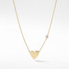 14kt gold heart necklace with diamond accent, minimalist fine jewelry for adults. product photo by Morelove Designs