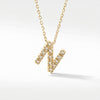 Initial N necklace with micro pave diamonds, 14k gold product photo by Morelove Designs