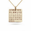 14Kt gold calendar charm with single diamond, personalized date pendant product photo by Morelove Designs