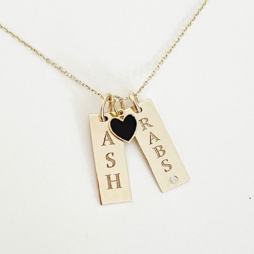 gold name necklace
personalized gold pendant
14Kt gold bar necklace
engraved name bar pendant
zircon gold pendant
minimal gold necklace
custom gold jewelry
everyday gold necklace
vertical bar pendant
fine jewelry for women