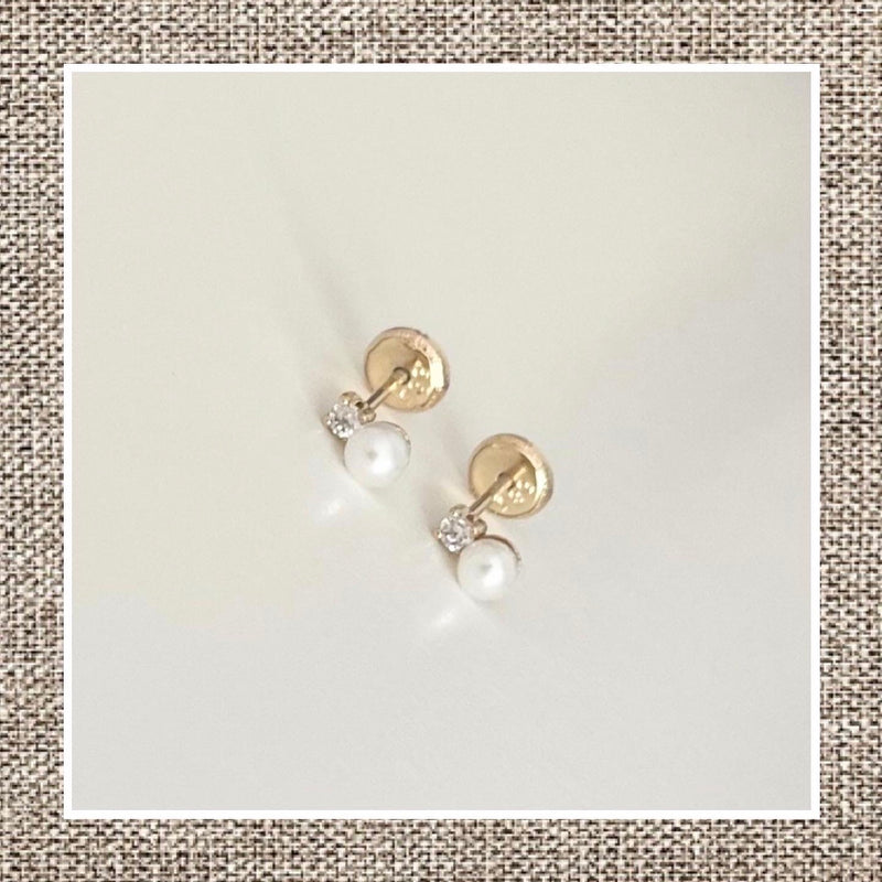 Petit Pearl with Top Zircon in Gold 14Kt