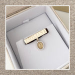 Name Bar Safety Pin with Mini Mila ZC in Gold 14Kt