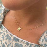 Girl Charm Necklace with Side Mini Diamond in Gold 14Kt