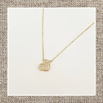 Pave Diagonal Heart Necklace in Gold 14Kt