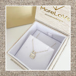 Pave Lock Necklace in Gold 14Kt