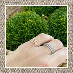 Open Pave Initial Ring in Diamonds & Gold 14Kt