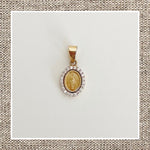 Mini Miraculous Medal in Zircon & Gold 14Kt