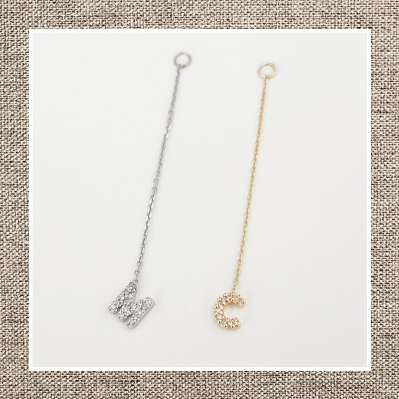 Earring Enhancer with Mini Pave Diamond Initial in Gold 14Kt