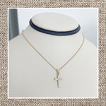 Micro Pave Diamond Cross Necklace in Gold 14Kt