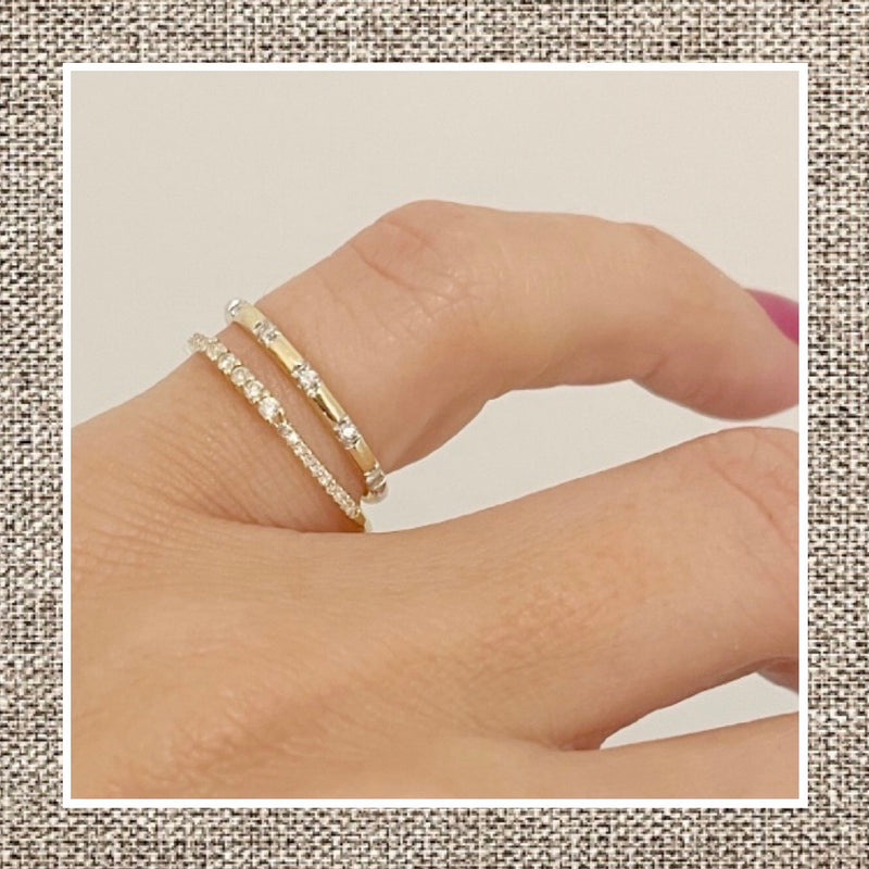 Micro Pave Diamond Tall Ring in Gold 14Kt