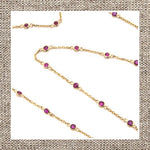 Round Bezel Ruby Necklace in Gold 14Kt