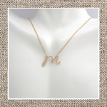 Modern Single Micro Pave Diamond Initial Necklace in Gold 14Kt