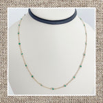 Round Bezel Emerald Necklace in Gold 14Kt