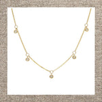 Round Bezel Diamond Dangle Necklace in Gold 14Kt