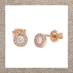Halo Round Prong Diamond Earrings in Gold 14Kt