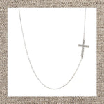 Petite Side Way Diamond Cross Necklace in Gold 14Kt