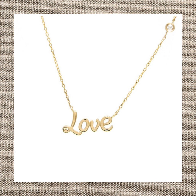 Love with side Bezel Diamond Necklace