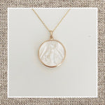 Religious Medal in Mother of Pearl & Gold 14Kt
